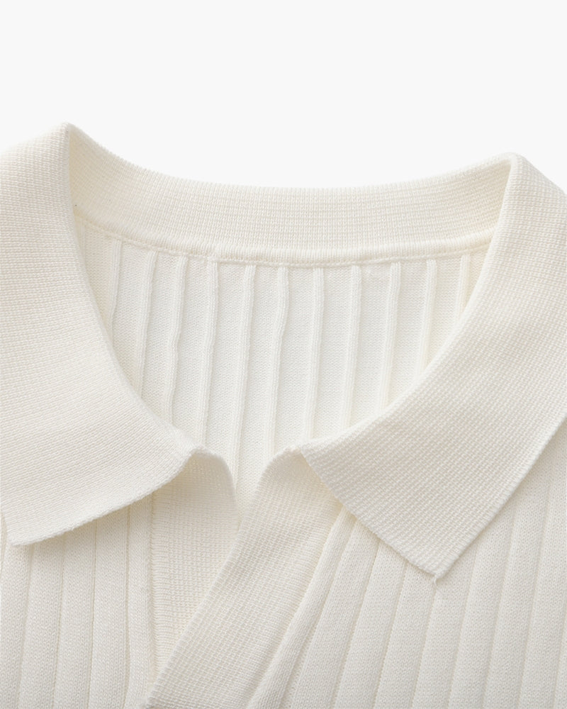 Classic Men's Ribbed Polo Shirt – Premium Cotton Knit, Tailored Fit