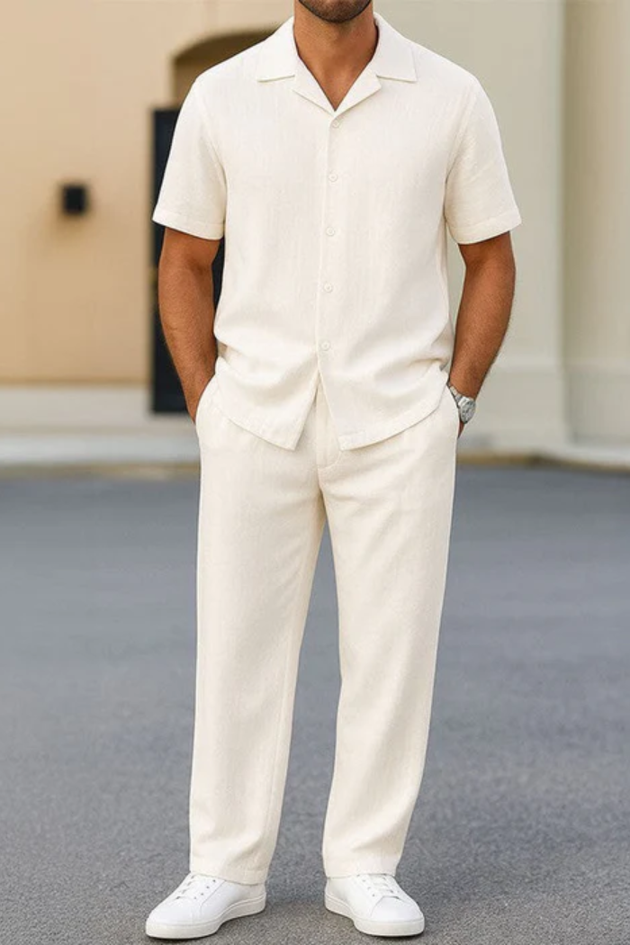 Men's Summer 2-Piece Set – Breathable Shirt and Shorts
