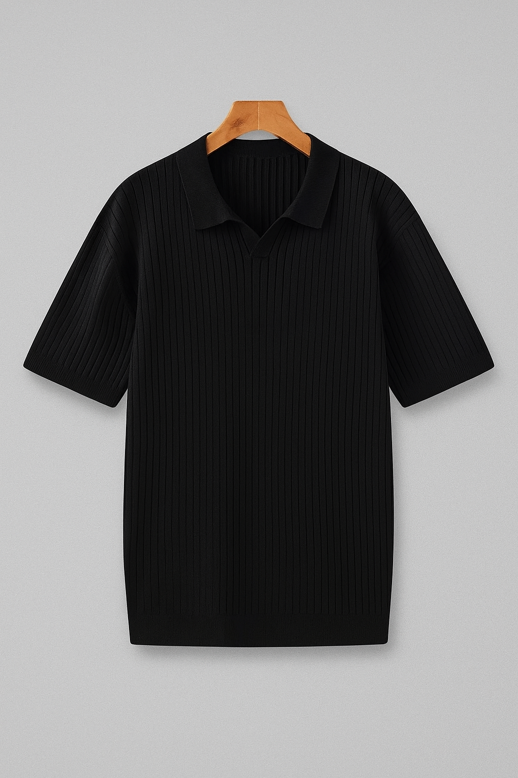 Classic Men's Ribbed Polo Shirt – Premium Cotton Knit, Tailored Fit