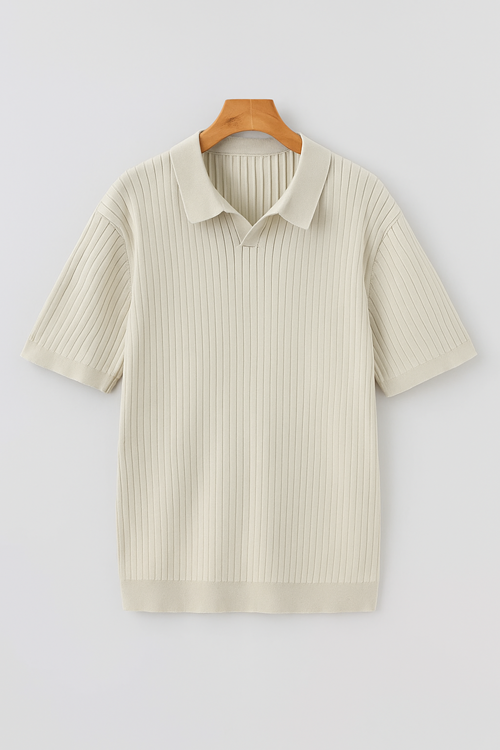 Classic Men's Ribbed Polo Shirt – Premium Cotton Knit, Tailored Fit