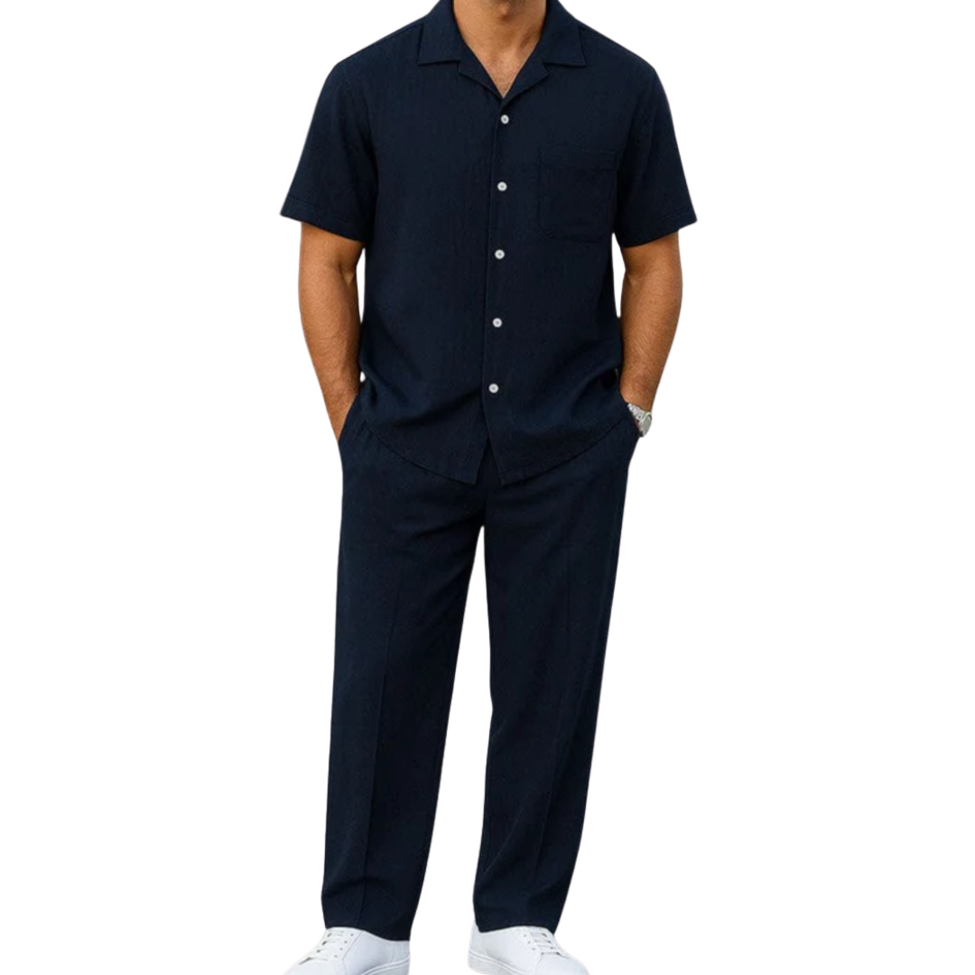 Men's Summer 2-Piece Set – Breathable Shirt and Shorts