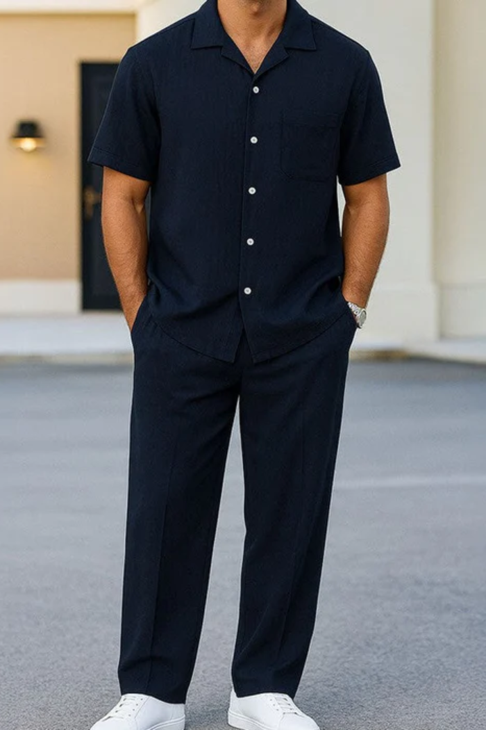 Men's Summer 2-Piece Set – Breathable Shirt and Shorts