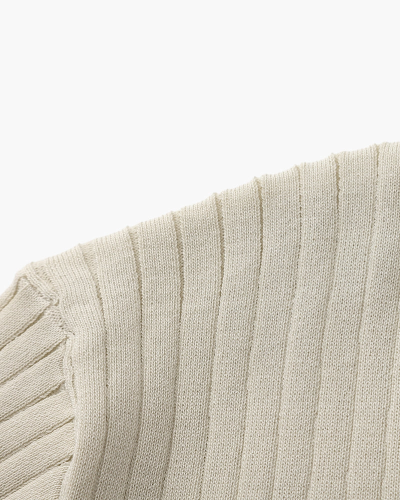 Classic Men's Ribbed Polo Shirt – Premium Cotton Knit, Tailored Fit