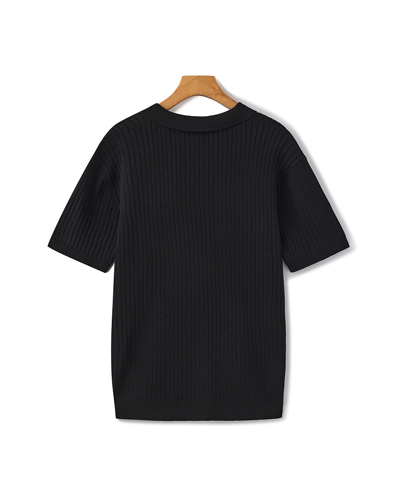 Classic Men's Ribbed Polo Shirt – Premium Cotton Knit, Tailored Fit