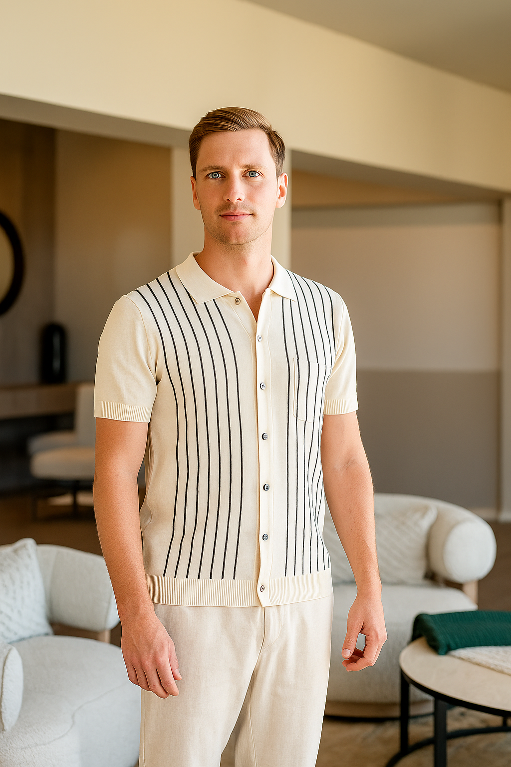 Luxury Knit Polo Shirt – Timeless Retro-Inspired Casualwear for Men